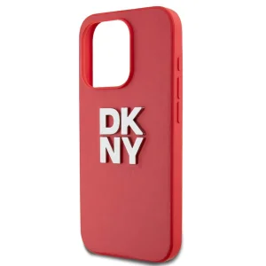 DKNY PU Leather Stack Logo Wrist Strap Case for iPhone15 Pro, DKHCP15LPBSWSP, Red 3