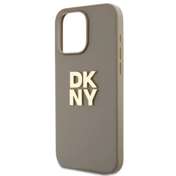 DKNY PU Leather Stack Logo Wrist Strap Case for iPhone15 Pro, DKHCP15LPBSWSE, Beige 3