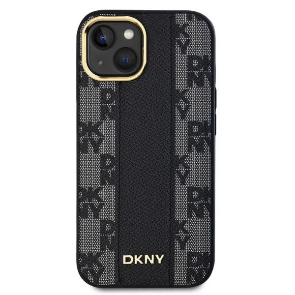DKNY PU Leather Checkered Pattern MagSafe Case for iPhone 15, DKHMP15SPCPVSLK, Black 1