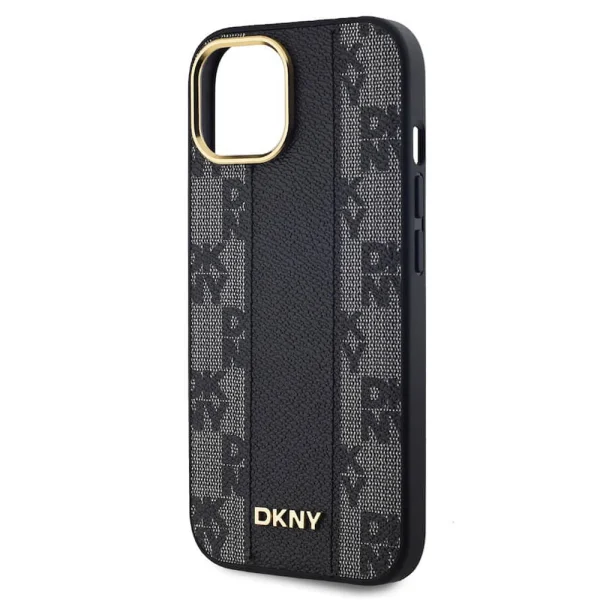 DKNY PU Leather Checkered Pattern MagSafe Case for iPhone 15, DKHMP15SPCPVSLK, Black 4