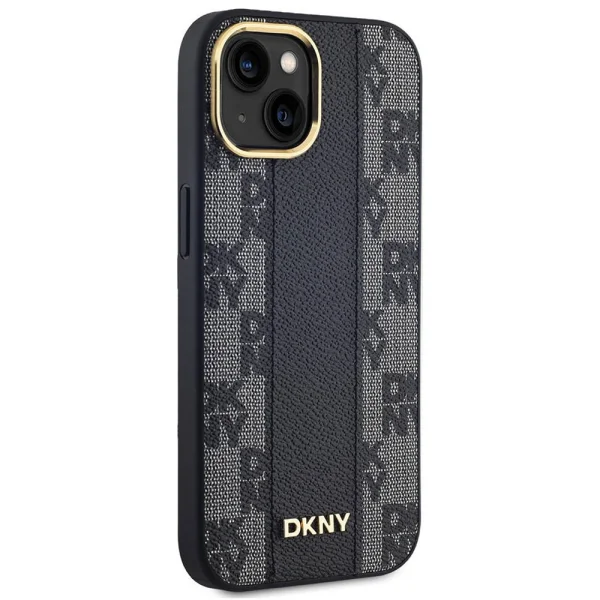 DKNY PU Leather Checkered Pattern MagSafe Case for iPhone 15, DKHMP15SPCPVSLK, Black 2
