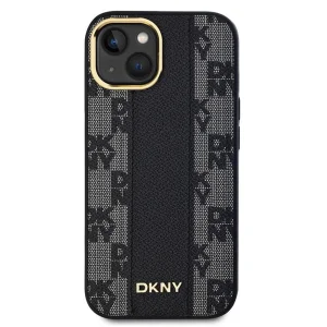 Калъф DKNY PU Leather Checkered Pattern MagSafe за iPhone 15, DKHMP15SPCPVSLK, Черен