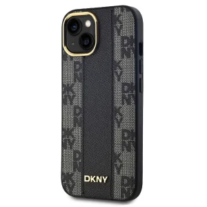 DKNY PU Leather Checkered Pattern MagSafe Case for iPhone 15, DKHMP15SPCPVSLK, Black 3