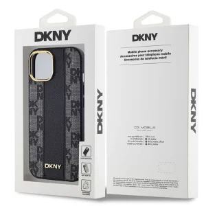 DKNY PU Leather Checkered Pattern MagSafe Case for iPhone 15, DKHMP15SPCPVSLK, Black 5