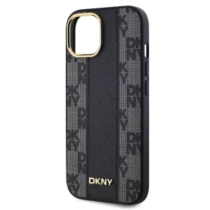 DKNY PU Leather Checkered Pattern MagSafe Case for iPhone 15, DKHMP15SPCPVSLK, Black 4