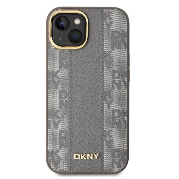 DKNY PU Leather Checkered Pattern MagSafe Case for iPhone 15, DKHMP15SPCPVSLE, Beige 2