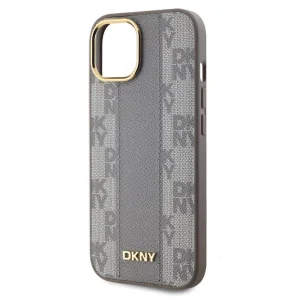 DKNY PU Leather Checkered Pattern MagSafe Case for iPhone 15, DKHMP15SPCPVSLE, Beige 3