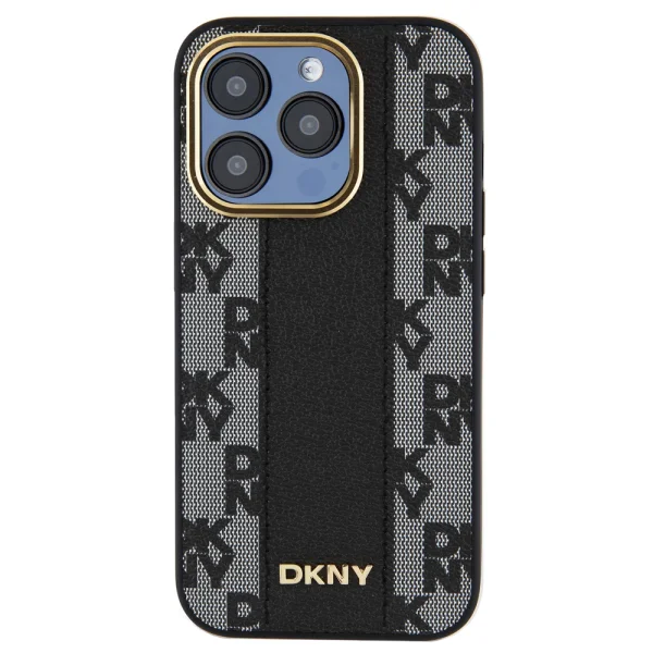 Калъф DKNY PU Leather Checkered Pattern MagSafe за iPhone 15 Pro, DKHMP15LPCPVSLK, Черен 1