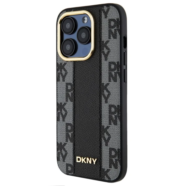 Калъф DKNY PU Leather Checkered Pattern MagSafe за iPhone 15 Pro, DKHMP15LPCPVSLK, Черен 2