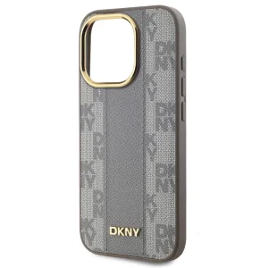 DKNY PU Leather Checkered Pattern MagSafe Case for iPhone 15 Pro Max, DKHMP15XPCPVSLE, Beige 3