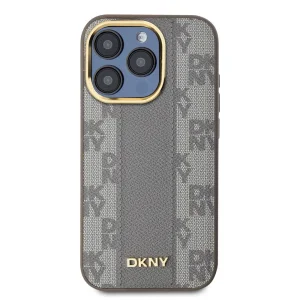 Калъф DKNY PU Leather Checkered Pattern MagSafe за iPhone 15 Pro Max, DKHMP15XPCPVSLE, Бежов