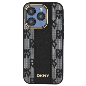 Калъф DKNY PU Leather Checkered Pattern MagSafe за iPhone 15 Pro Max, DKHMP15XPCPVSLK, Черен