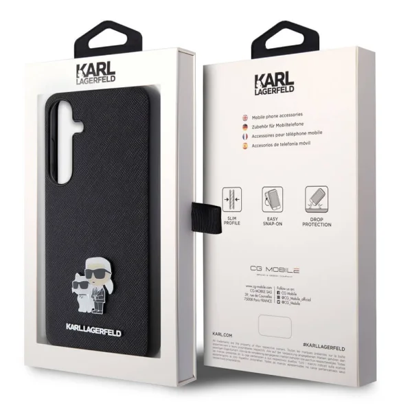 Калъф Karl Lagerfeld PU Saffiano Metal Karl and Choupette за Samsung Galaxy S24 Plus, KLHCS24MPSAKCMPK, Черен 5
