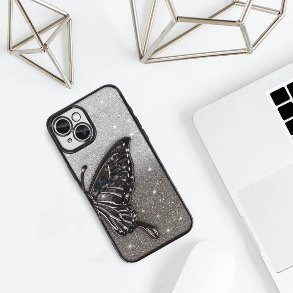 Silicone case Butterfly Water for iPhone 15, Black 3