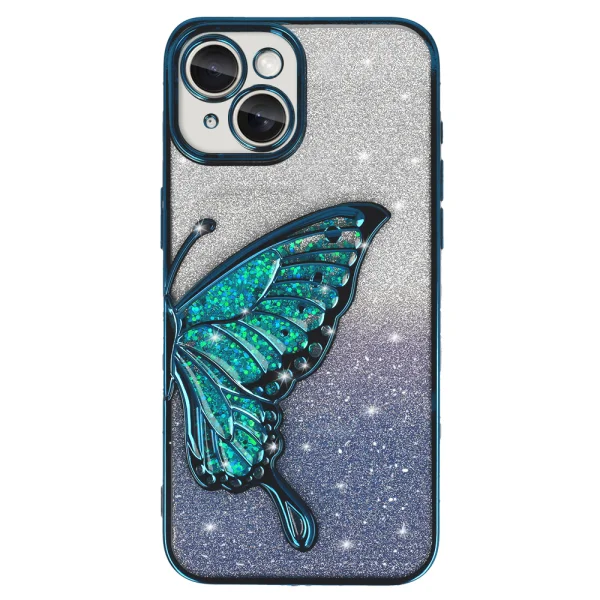 Silicone Case Butterfly Water for iPhone 15, Blue 1