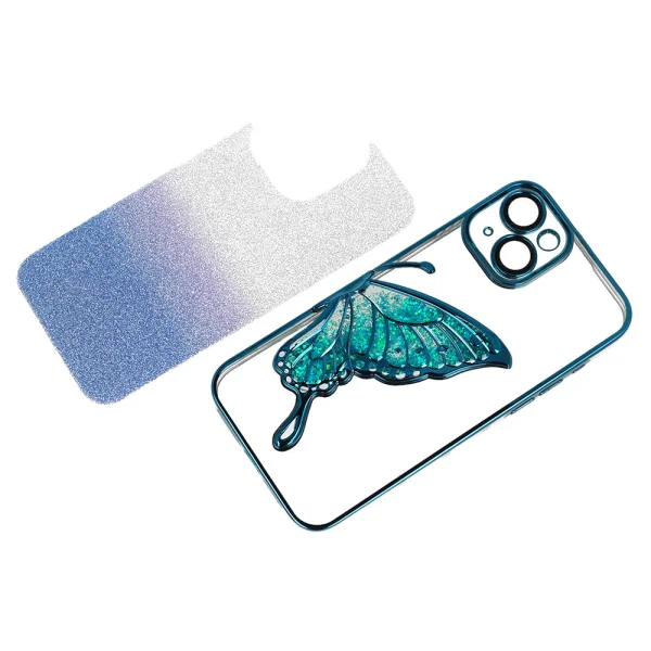 Silicone Case Butterfly Water for iPhone 15, Blue 2