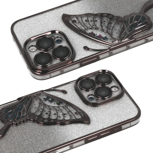 Silicone Case Butterfly Water for iPhone 15 Pro, Black 3