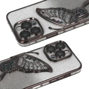 Silicone Case Butterfly Water for iPhone 15 Pro, Black 3
