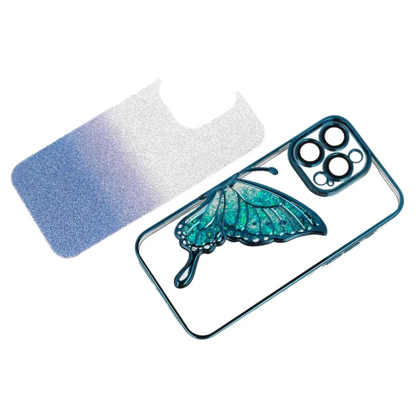 Силиконов калъф Butterfly Water за iPhone 15 Pro Max, Син 2