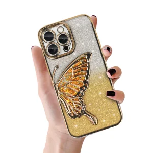 Silicone Case Butterfly Water for iPhone 15 Pro, Gold 5