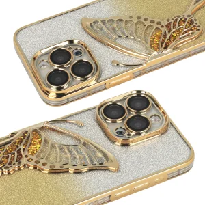 Silicone Case Butterfly Water for iPhone 15 Pro, Gold 3