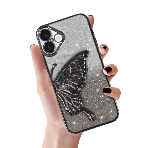 Silicone case Butterfly Water for iPhone 16, Black 3