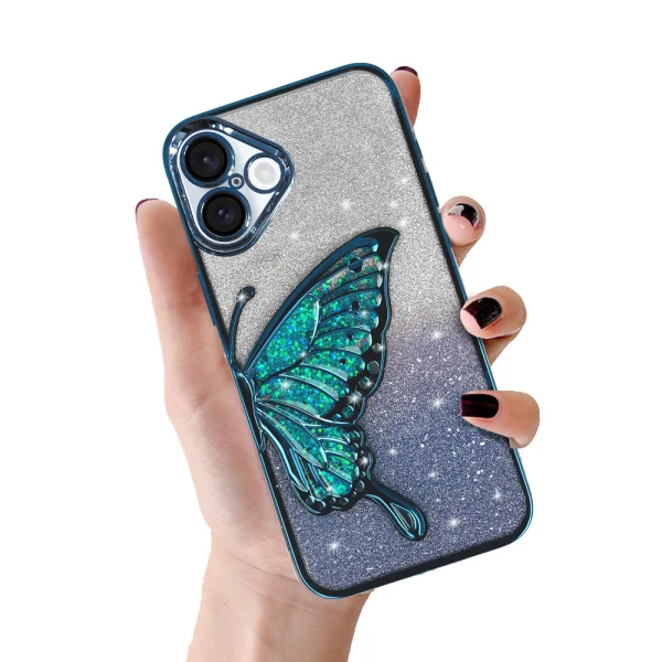 Silicone Case Butterfly Water for iPhone 16, Blue 3