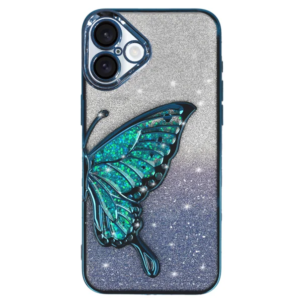 Silicone Case Butterfly Water for iPhone 16, Blue 1