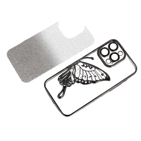 Butterfly Water Silicone Case for iPhone 16 Pro, Black 2