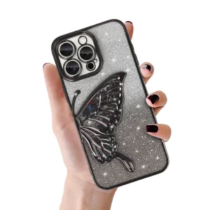 Silicone Case Butterfly Water for iPhone 16 Pro Max, Black 4