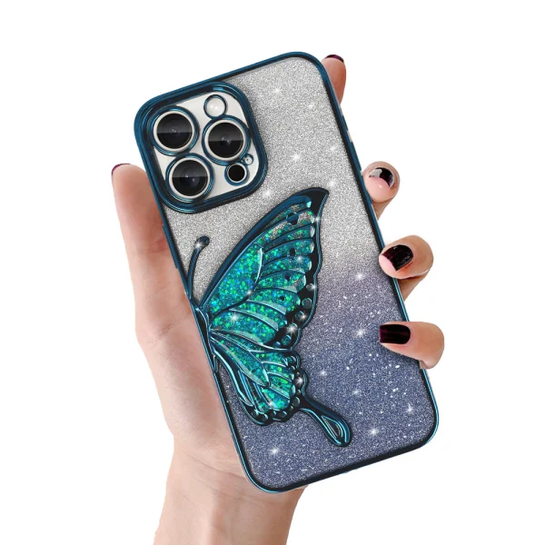Silicone Case Butterfly Water for iPhone 16 Pro Max, Blue 4