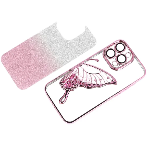 Butterfly Water Silicone Case for iPhone16 Pro Max, Pink 2