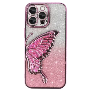 Силиконов калъф Butterfly Water за iPhone16 Pro Max, Розов