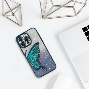 Silicone Case Butterfly Water for iPhone 16 Pro, Blue 3