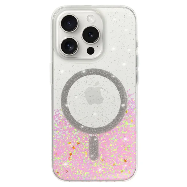 Удароустойчив калъф Moonlite MagSF за iPhone 15 Pro Max, Розов - прозрачен 1