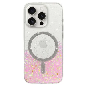 Удароустойчив калъф Moonlite MagSF за iPhone 15 Pro, Розов - прозрачен
