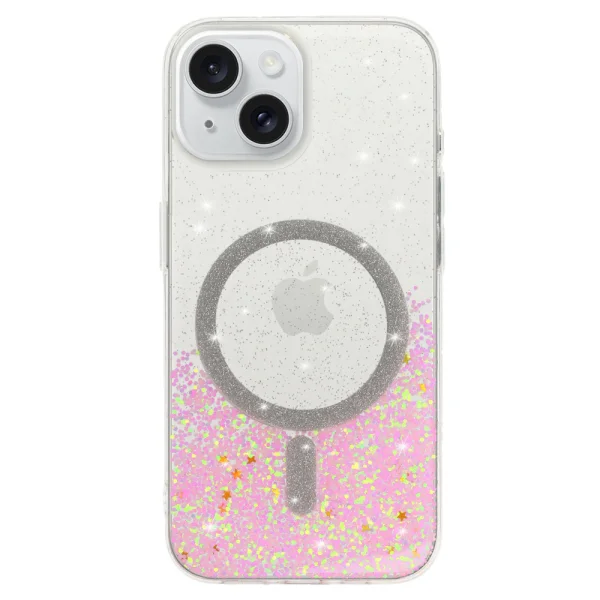 Удароустойчив калъф Moonlite MagSF за iPhone 15, Розов - прозрачен 1