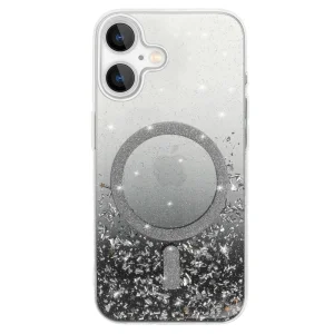 Удароустойчив калъф Moonlite MagSF за iPhone 16 Plus, Черен - прозрачен