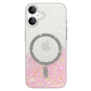 Удароустойчив калъф Moonlite MagSF за iPhone 16 Plus, Розов - прозрачен