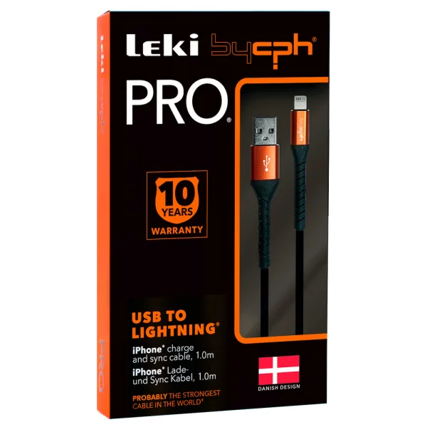 Кабел Leki bycph Pro от USB към Lightning, 1m, Черен 2