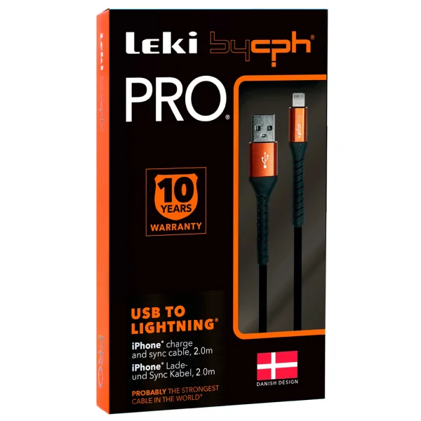 Cable Leki bycph Pro from USB to Lightning, 2m, Black 2