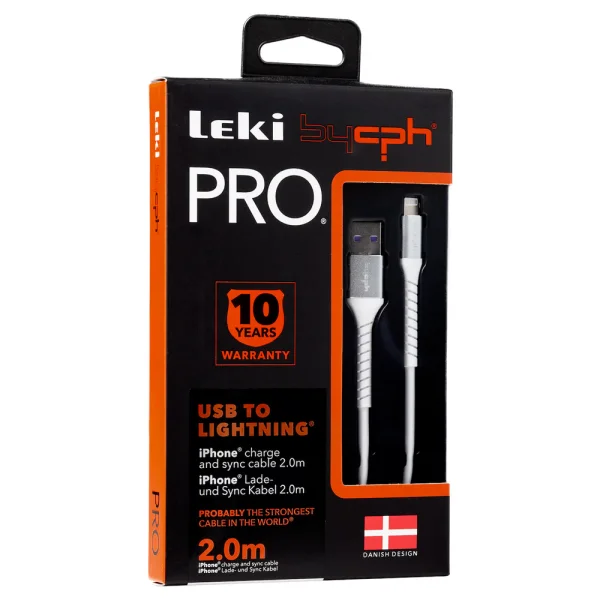 Cable Leki bycph Pro from USB to Lightning, 2m, White 2