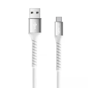 Кабел Leki bycph Pro от USB-A към USB-C, 1m, Бял