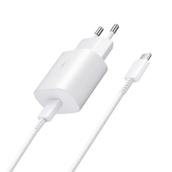 Зарядно SAMSUNG EP-TA800EWE 25W, с кабел EP-DA905BWE USB-C към USB-C, Бял, bulk 5