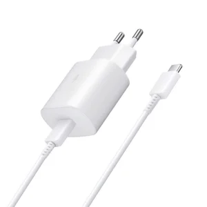 Зарядно SAMSUNG EP-TA800EWE 25W, с кабел EP-DA905BWE USB-C към USB-C, Бял, bulk 5