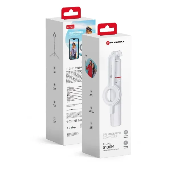 Селфи Стик Forcell F-Grip MagSelfie S100M, wireless control, Бял 5