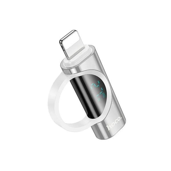 Adapter HOCO UA32B  Lightning (male) to USB C (female), wint digital display, 2.4A, 27W, Silver 2