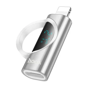 Adapter HOCO UA32B  Lightning (male) to USB C (female), wint digital display, 2.4A, 27W, Silver 3