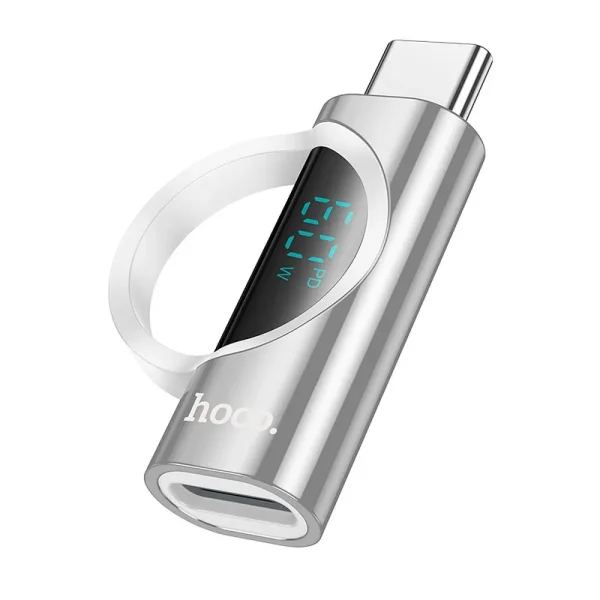 Адаптер HOCO UA32A Type C (male) to Lightning (female), wint digital display, 3A, 60W, Сребрист 2