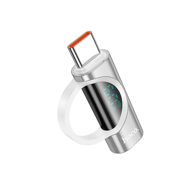 Адаптер HOCO UA32A Type C (male) to Lightning (female), wint digital display, 3A, 60W, Сребрист 3